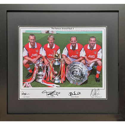 Arsenal FC Framed Famous Back 4 Signed Print Image 1