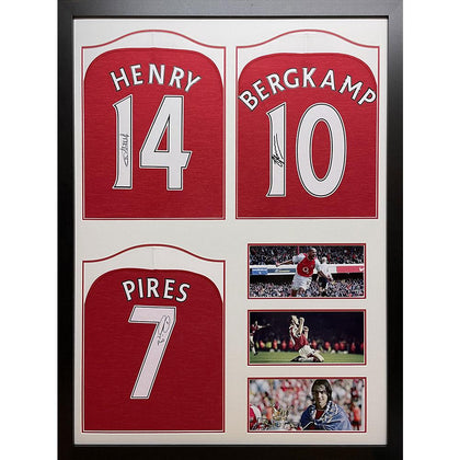 Arsenal FC Trio Framed Henry Bergkamp & Pires Signed Shirts Image 1