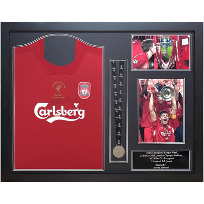 Liverpool FC Framed Istanbul Gerrard Signed Shirt Image 1