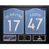 Manchester City FC Dual Framed De Bruyne & Foden Signed Shirts Image 1