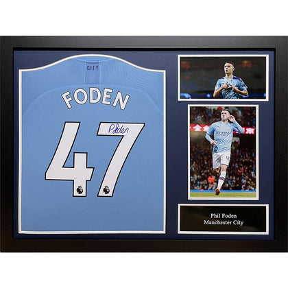 Manchester City FC Framed Foden Signed Shirt Image 1