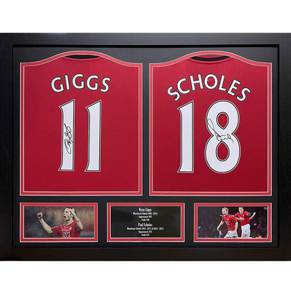 Manchester United FC Dual Framed Giggs & Scholes Signed Shirts Image 1