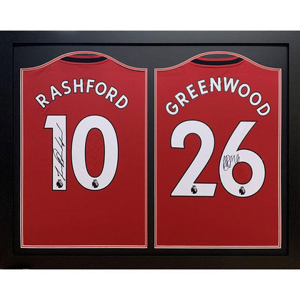 Manchester United FC Dual Framed Rashford & Greenwood Signed Shirts Image 1