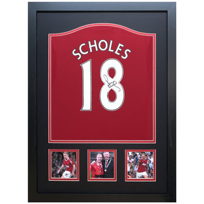 Manchester United FC Framed Scholes Signed Shirt Image 1