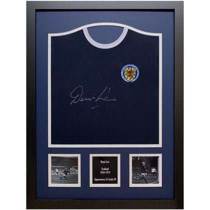 Scotland Framed Denis Law Signed Shirt Image 1