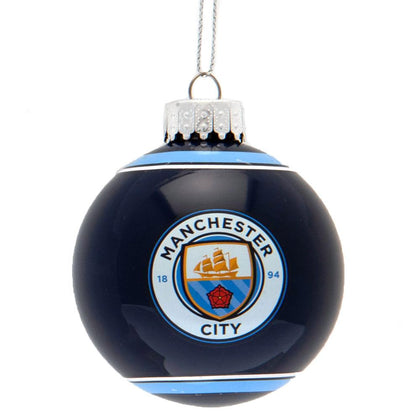 Manchester City FC Christmas Glass Bauble Image 1