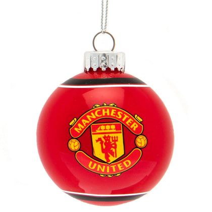 Manchester United FC Glass Christmas Bauble Image 1