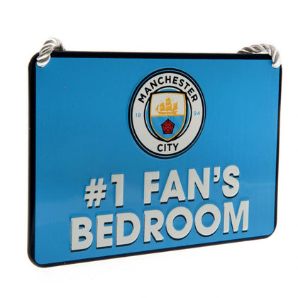 Manchester City FC No1 Fan Metal Bedroom Sign Image 1