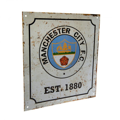 Manchester City FC Retro Logo Metal Sign Image 1