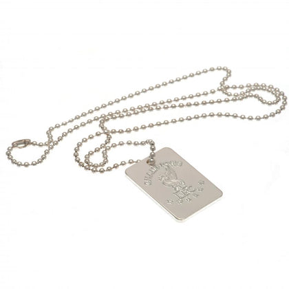 Liverpool FC Champions Of Europe Silver Plated Dog Tag & Chain Image 1
