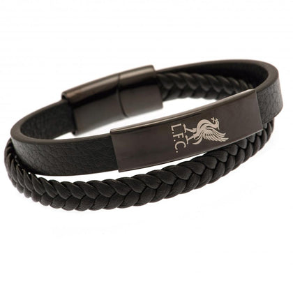 Liverpool FC Black IP Leather Bracelet Image 1