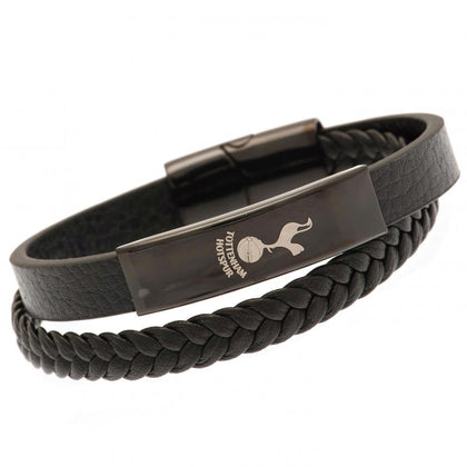 Tottenham Hotspur FC Black IP Leather Bracelet Image 1