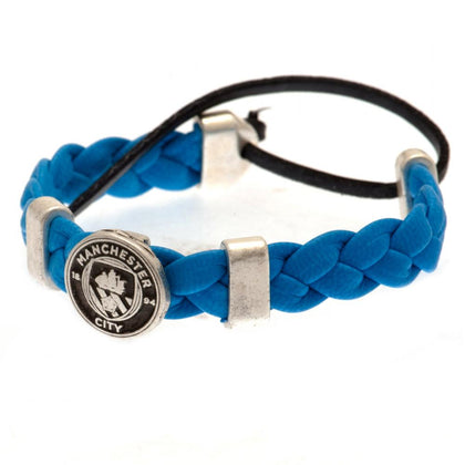 Manchester City FC Stainless Steel PU Slider Bracelet Image 1