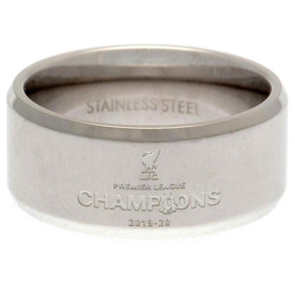 Liverpool FC Stainless Steel Premier League Champions Band Ring Image 1