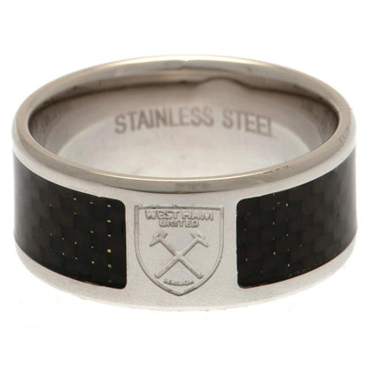 West Ham United FC Stainless Steel Carbon Fibre Ring Image 1