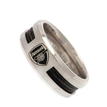 Arsenal FC Stainless Steel Black Inlay Ring Image 1