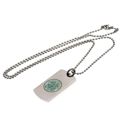 Celtic FC Stainless Steel Colour Crest Dog Tag & Chain Image 1