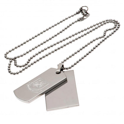 West Ham United FC Stainless Steel Double Dog Tag & Chain Image 1