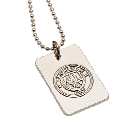 Manchester City FC Silver Plated Dog Tag & Chain Image 1