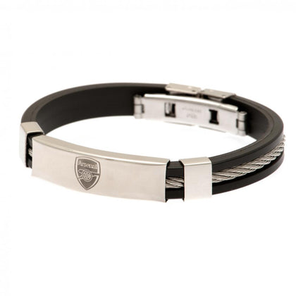 Arsenal FC Silver Inlay Silicone Bracelet Image 1