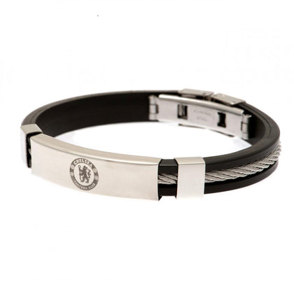 Chelsea FC Silver Inlay Silicone Bracelet Image 1
