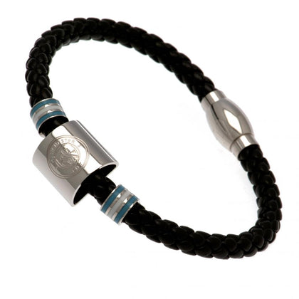 Manchester City FC Colour Ring Leather Bracelet Image 1