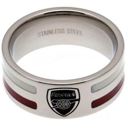 Arsenal FC Stainless Steel Colour Stripe Ring Image 1