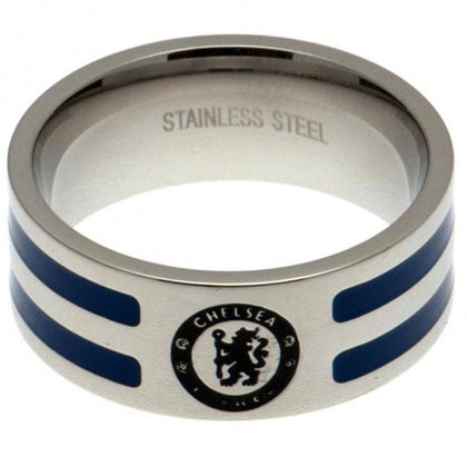 Chelsea FC Stainless Steel Colour Stripe Ring Image 1