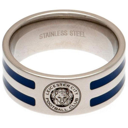 Leicester City FC Stainless Steel Colour Stripe Ring Image 1