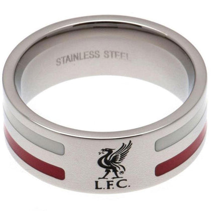 Liverpool FC Stainless Steel Colour Stripe Ring Image 1