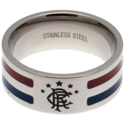 Rangers FC Stainless Steel Colour Stripe Ring Image 1