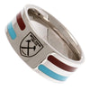 West Ham United FC Stainless Steel Colour Stripe Ring Image 2
