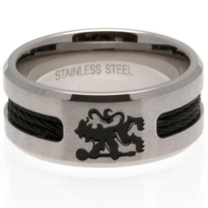 Chelsea FC Stainless Steel Black Inlay Ring Image 1