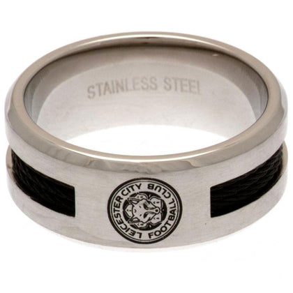 Leicester City FC Stainless Steel Black Inlay Ring Image 1