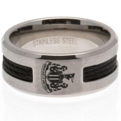 Newcastle United FC Stainless Steel Black Inlay Ring Image 1