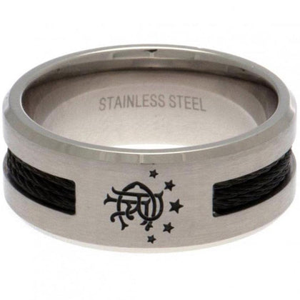 Rangers FC Stainless Steel Black Inlay Ring Image 1
