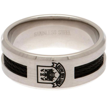 West Ham United FC Stainless Steel Black Inlay Ring Image 1