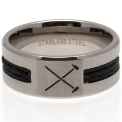 West Ham United FC Stainless Steel Black Inlay Ring Image 1