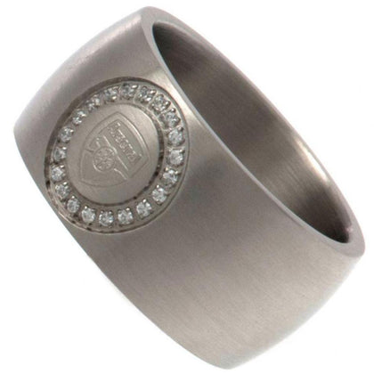 Arsenal FC Stainless Steel Stone Set Ring Image 1