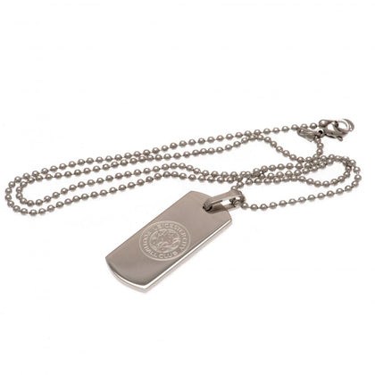 Leicester City FC Stainless Steel Narrow Dog Tag & Chain Image 1