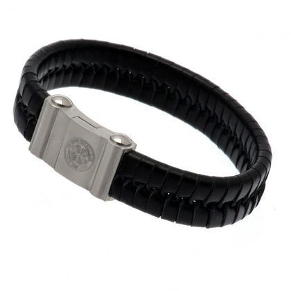 Celtic FC Single Plait Leather Bracelet Image 1