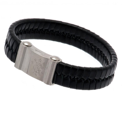 Rangers FC Single Plait Leather Bracelet Image 1