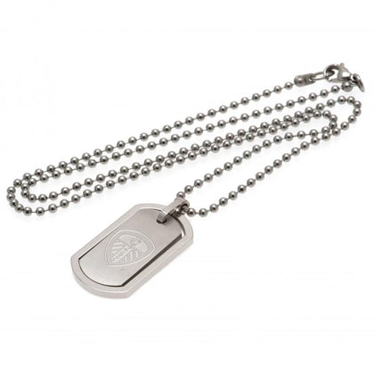 Leeds United FC Stainless Steel Framed Dog Tag & Chain Image 1