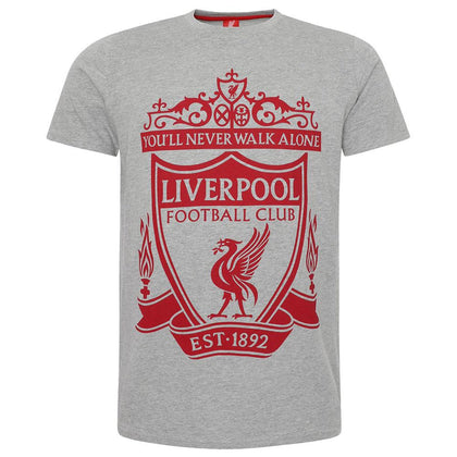 Liverpool FC Mens Grey Crest T-Shirt Image 1